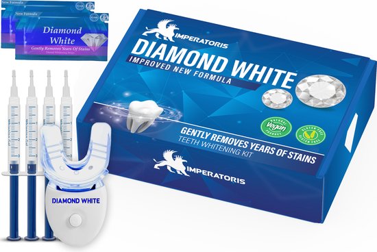 Diamond White | Tandenbleekset–  Inclusief Teeth Whitening Strips - Tandenbleek Strips – 3D LED – Wittere Tanden - Imperatoris