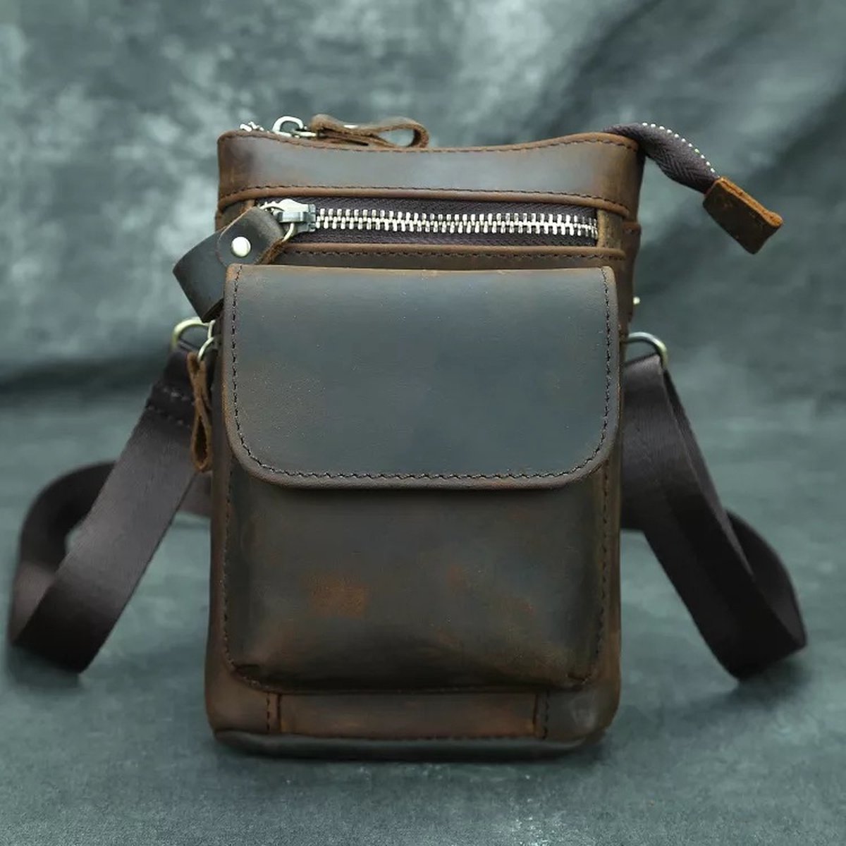 Retro Crazy Horse Lederen Riem Tas voor Mannen