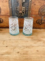 Traditionele Beldi Glazen |6 conische glazen beschilderd door ambachtslieden | Recycled Glas