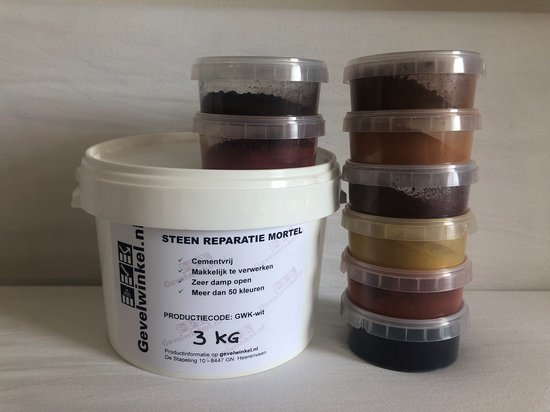 Proefset steenreparatiemortel + kleurstoffen - Gevelwinkel