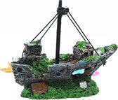 Schip Ornament voor Aquarium – Gezonken Piraten Schip – 13*15*6 cm