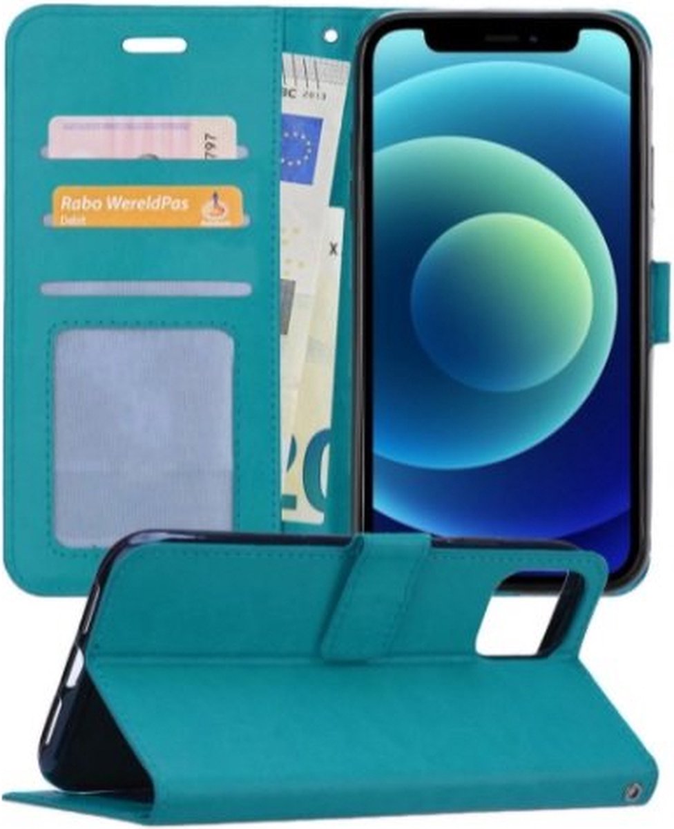 iPhone 12 Pro Max Hoesje Met Pasjeshouder Bookcase Turquoise