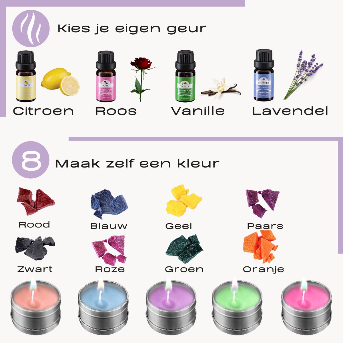 VAIVE DIY Kaarsen Maken Set - Kaarsenhouder - Geurkaars - Kaars - Voor Volwassenen & Kinderen — afbeelding 3