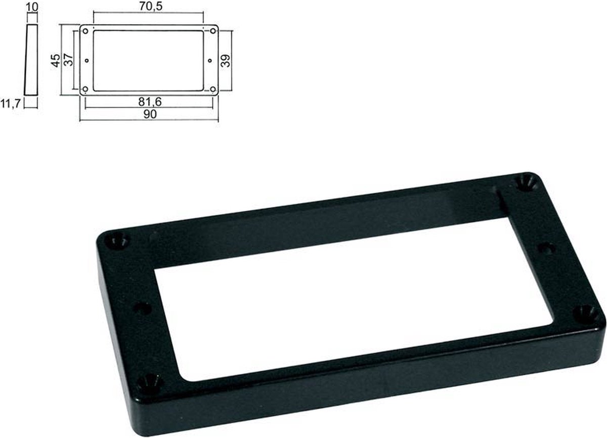 Humbucker Pickup ring Boston 10-11.7mm hoog Zwart