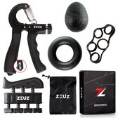 ZEUZ 5-Delige Fitness Handtrainer Set – Trainer voor Hand, Onderarm, Pols & Vingers – Stressbal, Knijphalter, Stretcher & Grip bal – Anti RSI