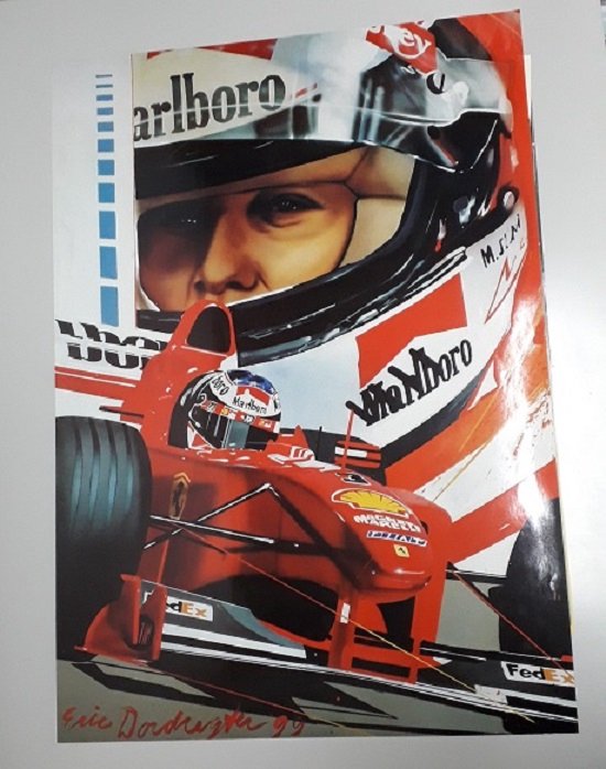 poster  Eric Dordregter (formule 1) Micheal Schumacher 70 x 100