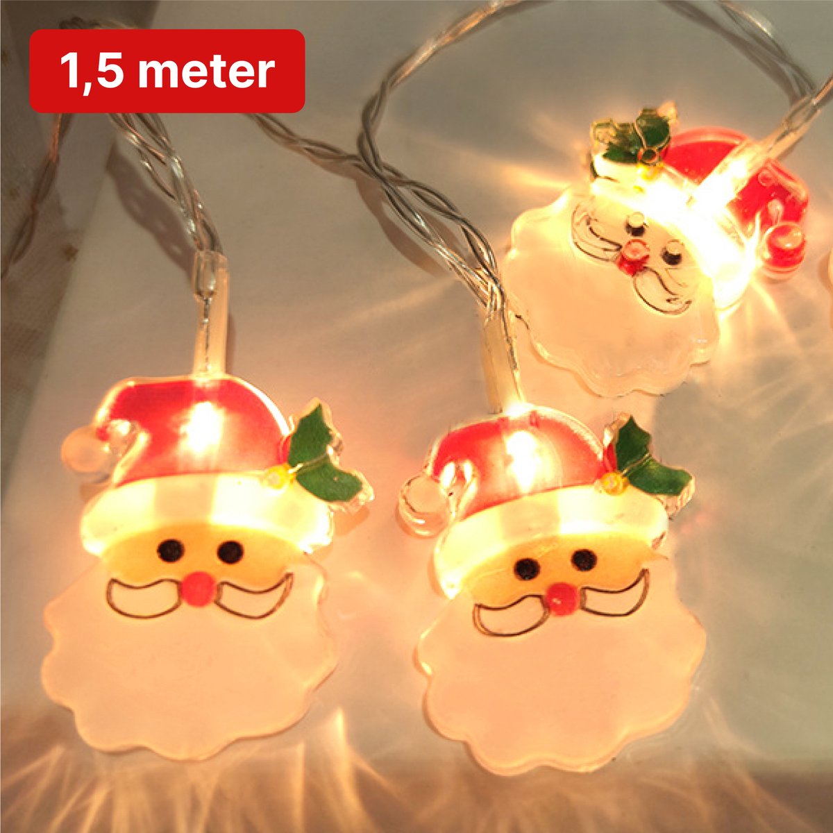 Nuvance - LED Kerstman Verlichting - 1.5m - 10 Lichtjes - Kerstverlichting voor Binnen en Buiten - Kerstdecoratie - Kerstversiering - Sfeerverlichting - Lichtslinger