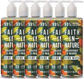 FAITH IN NATURE - Nettoyant pour les mains Pamplemousse et Orange - Lot de 6 - Pack économique