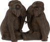 J-Line Koppel Olifant Poly Donkerbruin Large - Olifant beeld 29.00 cm hoog