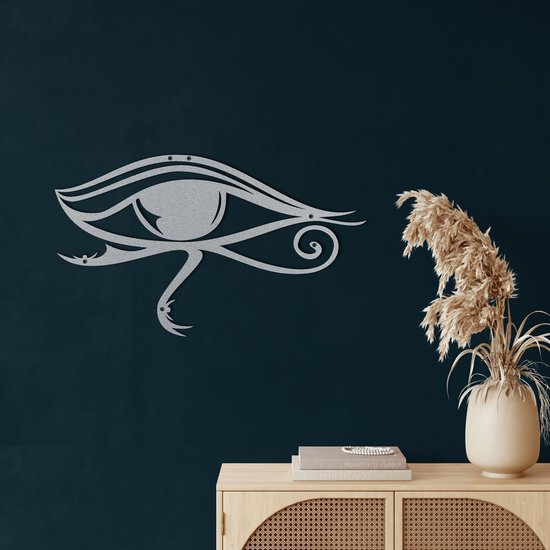 Wanddecoratie | Oog van Horus / Eye of Horus| Metal - Wall Art | Muurdecoratie | Woonkamer |Zilver| 75x44cm