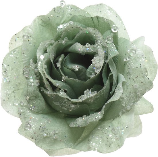 2x Salie groene decoratie bloemen rozen op clip 14 cm -... | bol.com