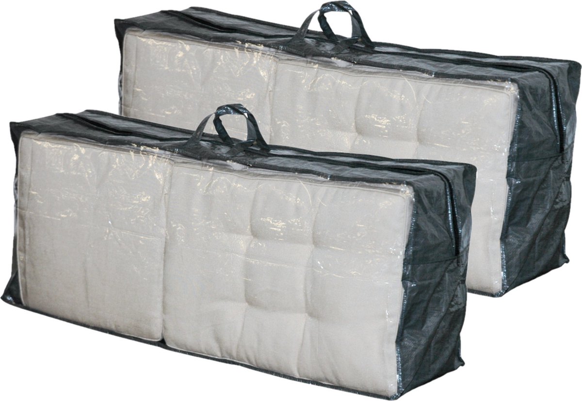 Set van 3x beschermhoezen grijs/groen voor stoelkussens 130 x 50 cm - grijs/groen - Beschermhoezen tegen vuil en vocht