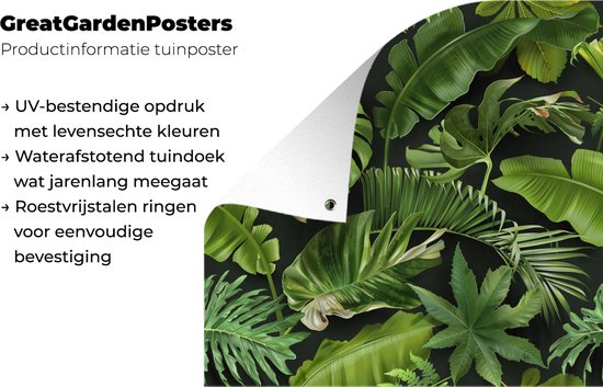 Posters de jardin Motif - Tropical - Feuilles - Garçons - Filles - Enfants - Enfant - 50x50 cm - Toile de jardin - Affiche extérieure
