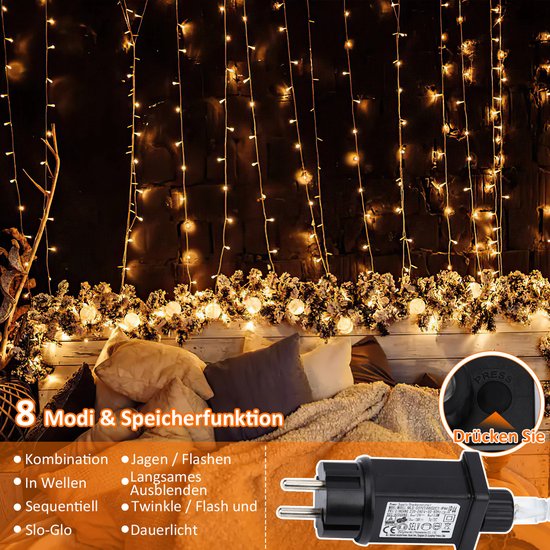 CILIENG Gordijnverlichting 400 LEDs RGBIC - 300+ Scènemodi, App & Afstandsbediening - Dynamische Kerstverlichting Voor Binnen En Buiten