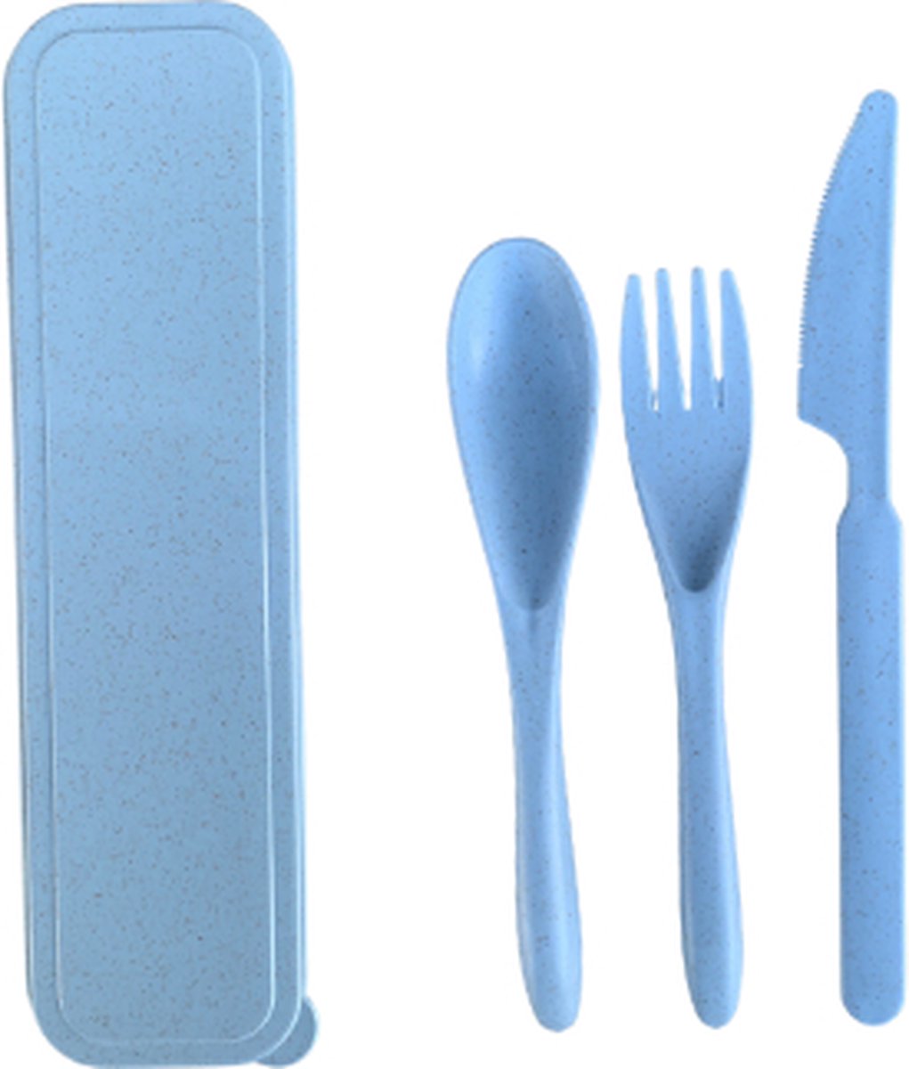 green-goose® Bio-based Bestek Set | Blauw | Duurzaam Bestek voor School, Picknick, Vakantie, Camping | Vaatwasserbestendig