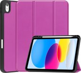 Case2go - Tablet hoes geschikt voor Apple iPad 10 10.9 (2022) - Tri-fold hoes met Auto/Wake functie en Magnetische sluiting - TPU Cover Met Pencil Houder - Paars