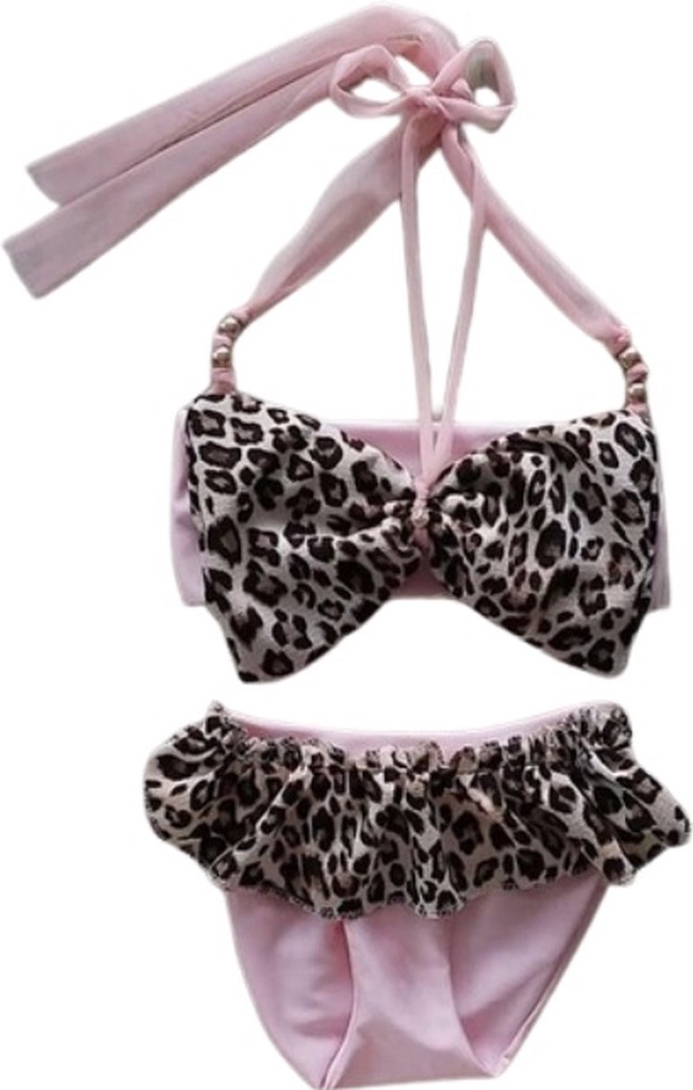 Maat 158 Bikini roze Panterprint Baby en kind zwemkleding roze met dierenprint