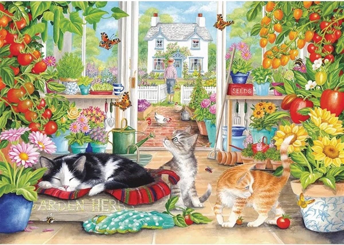 Greenhouse Cats Puzzel 1000 Stukjes
