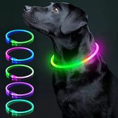 Hondenhalsband LED lichtgevend, micro usb oplaadbaar(multi kleuren)