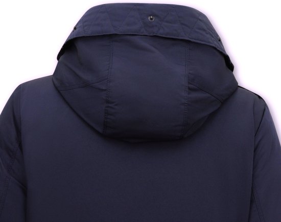 Manteau Long Rembourré Femme avec Capuche - 8836 - Blauw