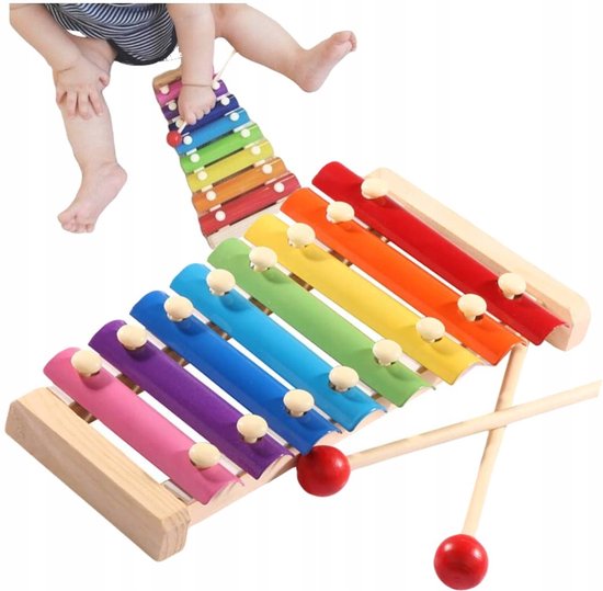 Rheme Speelgoed Xylofoon - Speelgoedinstrument - Kleurrijke Slaghoutjes - 8 Toons