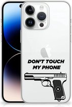 Back Case Siliconen Hoesje Geschikt voor iPhone 14 Pro Max Telefoonhoesje Pistol Don't Touch My Phone