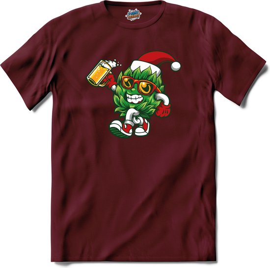 Kerstman zijn beste hulpje - T-Shirt - Heren - Burgundy - Maat M