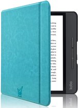 Hoes geschikt voor Kobo Libra H20 H2O - Book Case Premium Sleep Cover Leer Hoesje met Auto/Wake Functie - Blauw