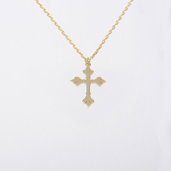 MeYuKu - Bijoux- Collier en or 14 carats avec pendentif croix | bol