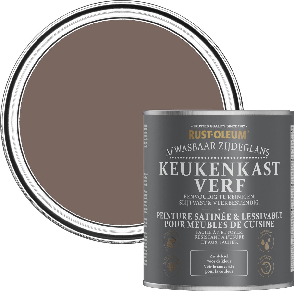 Rust-Oleum Bruin Keukenkastverf Zijdeglans - Oever 750ml