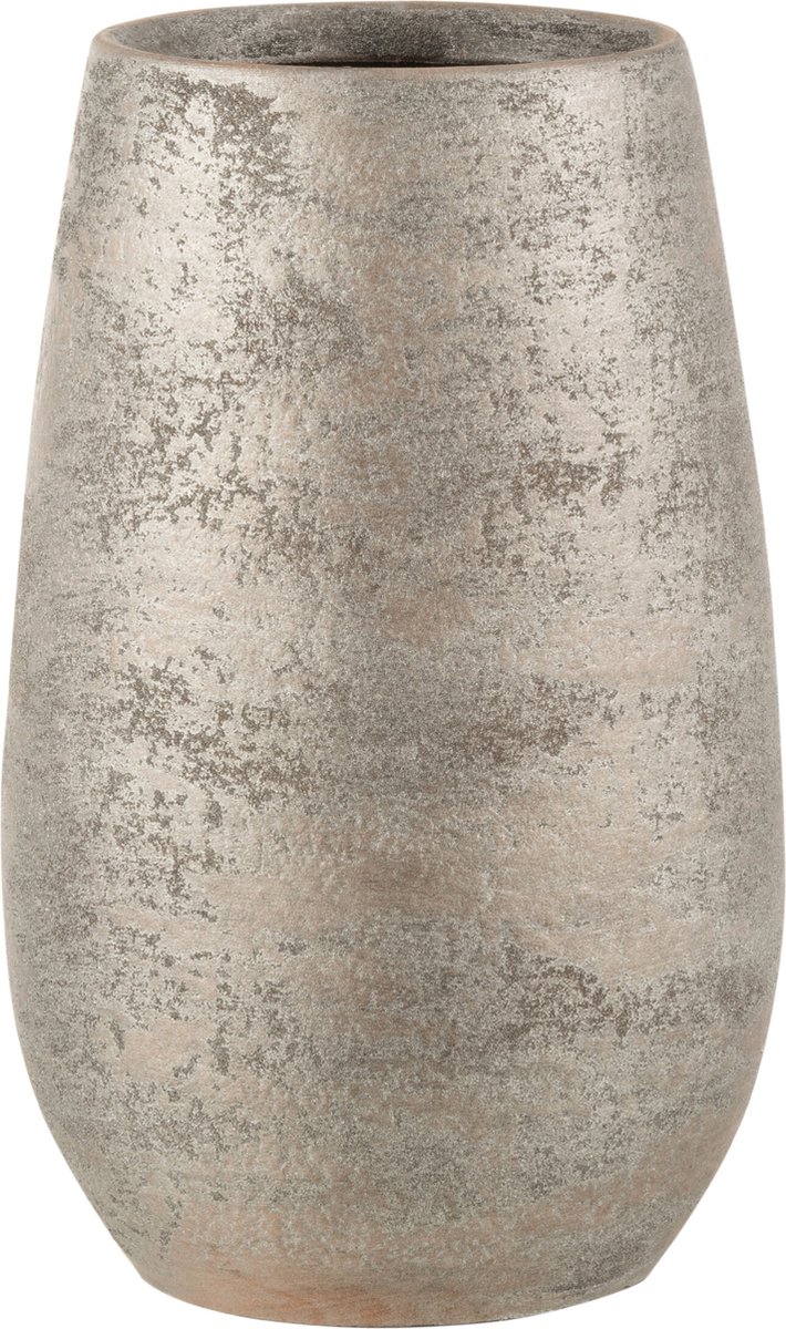 J-Line vaas Oneffen Ruw - keramiek - zilver - small - 31 cm hoog