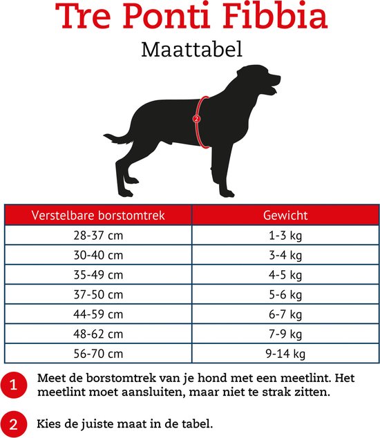Tre Ponti Fibbia Basic Harness Black & Reflective - Harnais pour chien - 44-59 cm