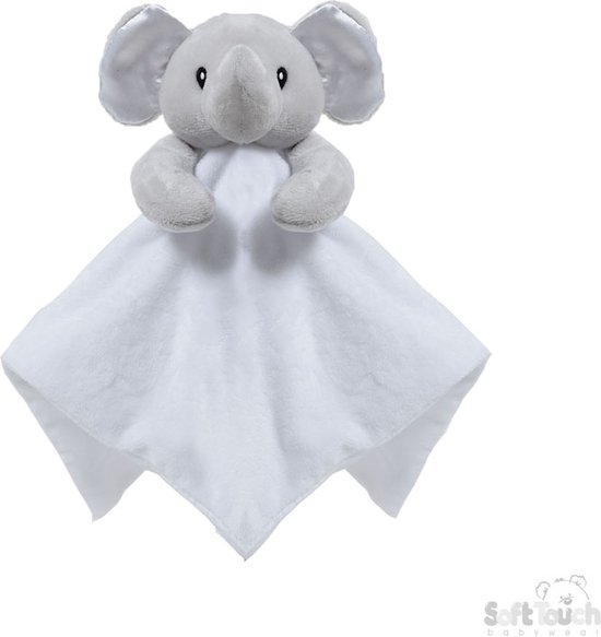 Soft Touch Knuffeldoekje Olifant Met Naam-persoonlijk kraamcadeau 36 x 36 Cm BC36 Kleur: Wit van Soft Touch — afbeelding 2