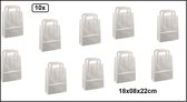 10x Sac anse plate papier argent 18cmx8cmx22cm - goodie bag|papier|sac de transport|sac|corde|festival/concert|présent|Le thème de la fête|fête|cadeaux