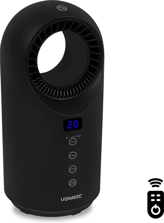 RADIATEUR SOUFFLANT CERAMIQUE - Noir - Thermostat électronique