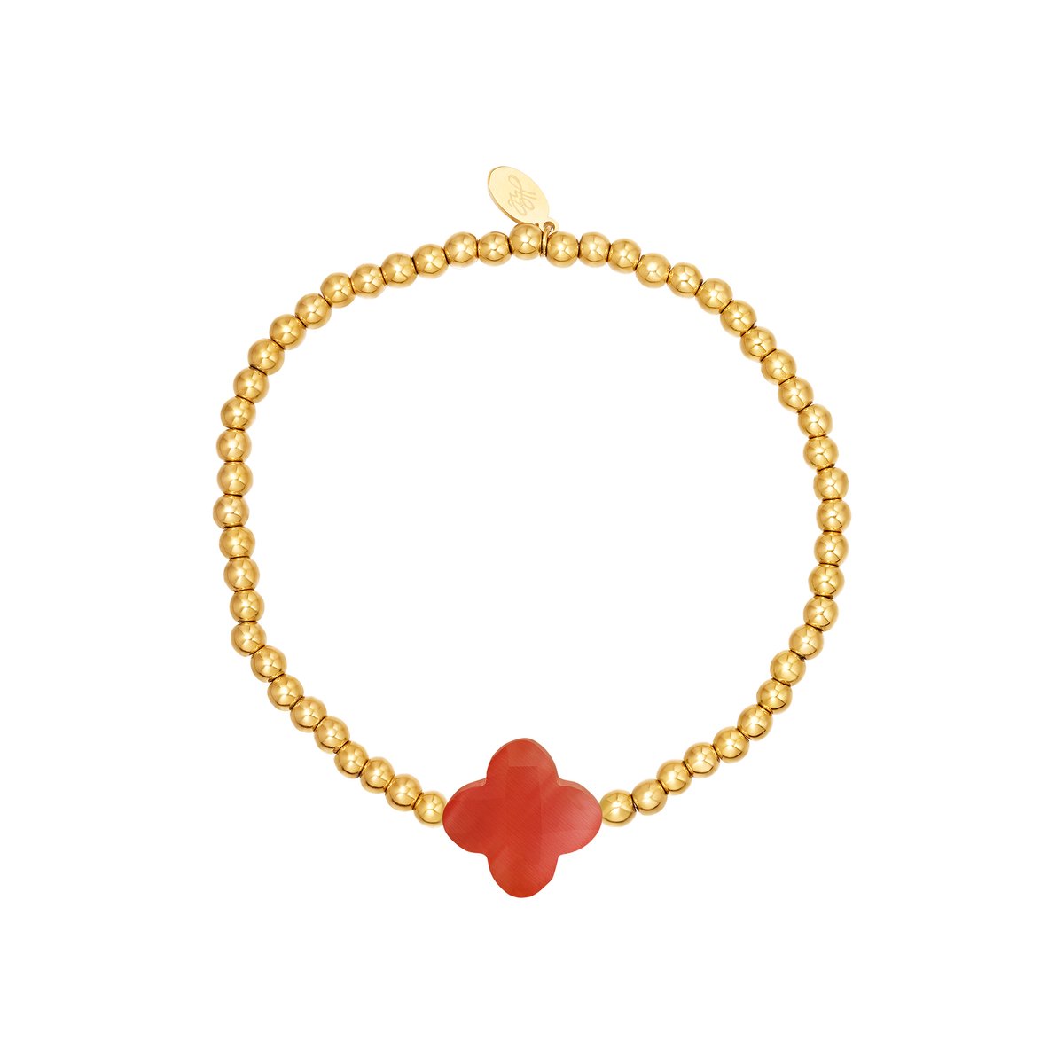 Bijoutheek Armband (sieraad) Elastiek Klaver Oranje
