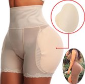 Shapewear - beige - M - voor rondere billen en bredere heupen - shaping broekje - heupkussentjes -figuur corrigerend - ondergoed - gewatteerd - sexy butt & hips - vrouwelijke rondingen - billen liften