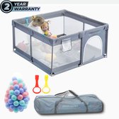 Dendardev® -Speelbox - Met 50 ballenbak ballen - Grondbox voor baby - Babybox - Playpen - Baby Kruipbox - Speelbox Kinderbox - 120cm X 120cm X 68cm Grijs