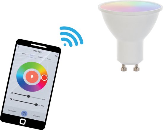 OMNILUX LED GU10 RGB - Warm wit - Koud wit - Bediening via app