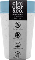 Circular&Co. herbruikbare to go koffiebeker (rCUP) crème/blauw 8oz/227ml