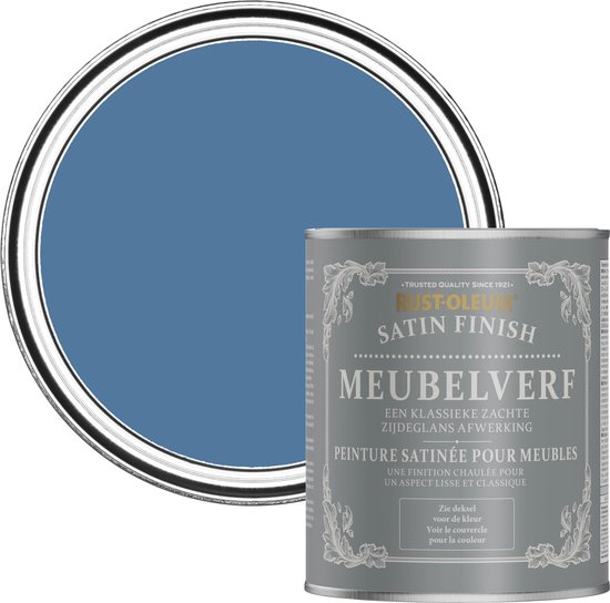 Foto: Rust oleum blauw meubelverf zijdeglans zijdeblauw 750ml