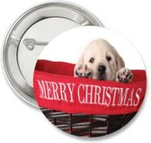Kerst button Merry Christmas puppy - kerst - button - feestdagen - christmas - hond - labrador - retriever