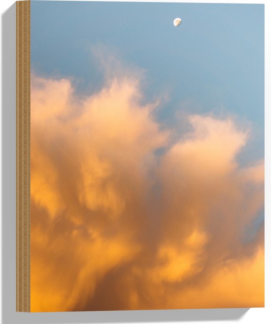 WallClassics - Hout - Oranje Wolken - 30x40 cm - 12 mm dik - Foto op Hout (Met Ophangsysteem)