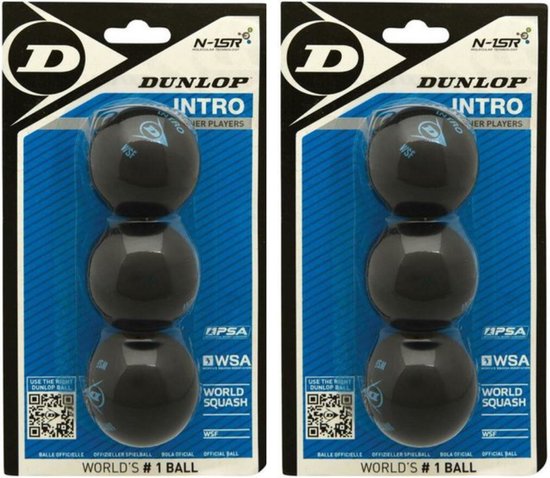 Foto: Dunlop intro squashbal 2x3 pack 6 ballen beginner recreant goede recreant zwart