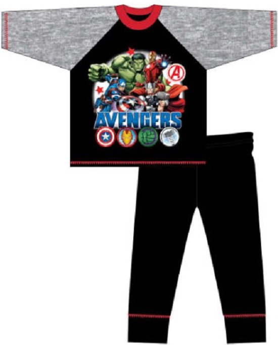 Avengers pyjama - zwart met grijs - Marvel Avengers pyama - maat 140