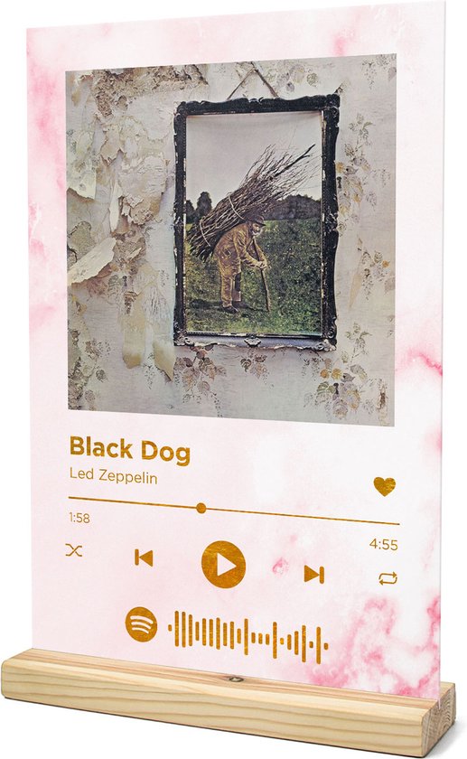Songr Spotify Muziekbordje - Black Dog - Led Zeppelin - 20x30 - Roze -  Dibond... | bol.com