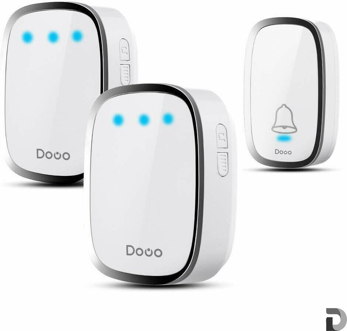 DOWO - Draadloze Deurbel Set - Draadloos Deur Bel - Deurbellen - Wireless doorbell - IP44 Waterdicht - Wit