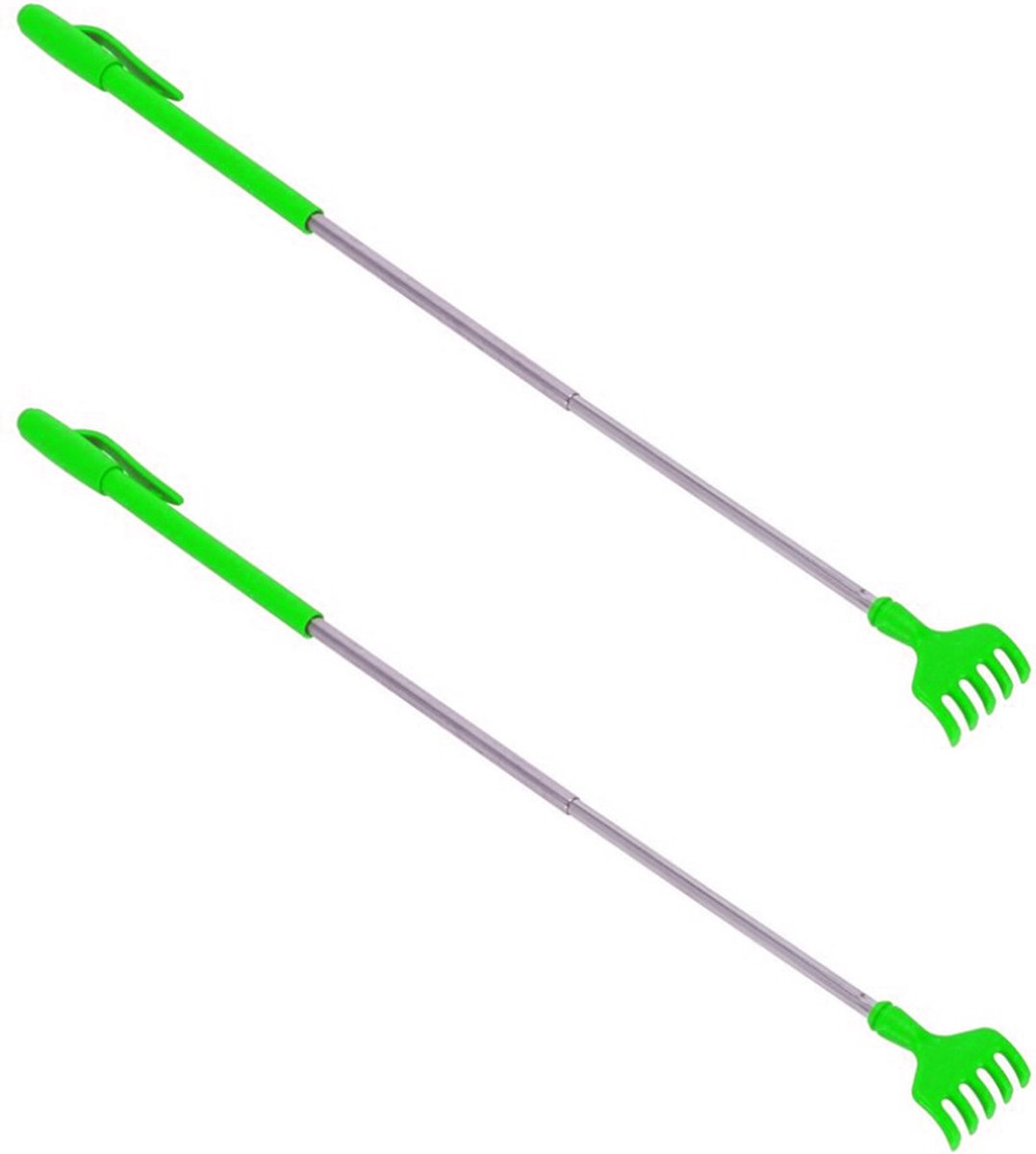Goedkoopste Gerim - Stevige hark ruggenkrabber - 2x stuks - uitschuifbaar tot 40 cm - groen