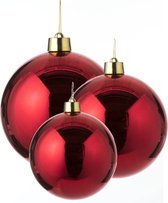 Boules de Noël House of Seasons - 3x pcs - plastique - rouge - 15-20-25 cm