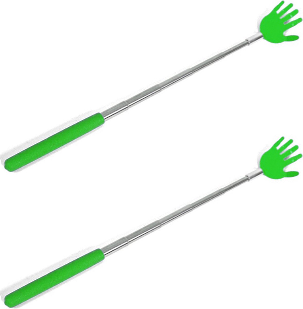 Goedkoopste Gerim - Stevige handjes ruggenkrabber - 2x stuks - uitschuifbaar tot 65cm - groen